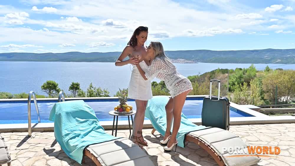 Poolside Exploration Chapter 1 Bi BFFs Shalina Devine And Olivia del Rio Share A Strap On GP3287